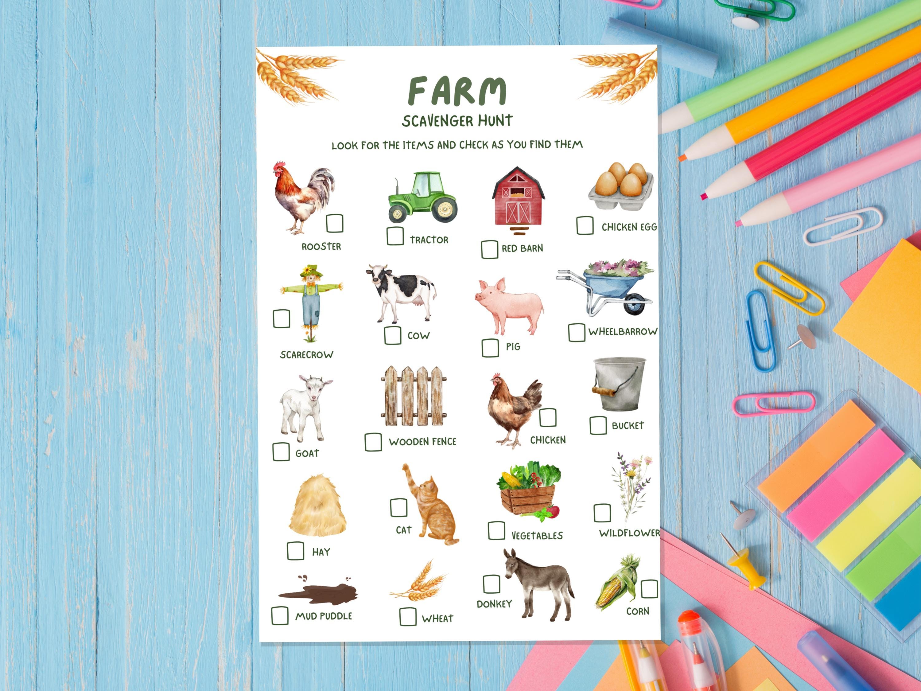 Farm Scavenger Hunt Printable, Outdoor Adventure and Learning Kids ...
