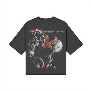 Spider-Man - Camiseta holgada vintage de tela pesada con estampado gráfico DTG 'JUMBO'