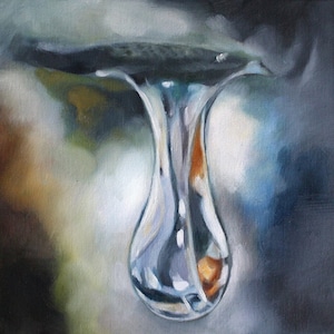 Water Drip Art, Original Art, Oil Painting, Water Drop Painting, Water Drop Original Painting, 8x8 Oil Painting on Canvas Panel