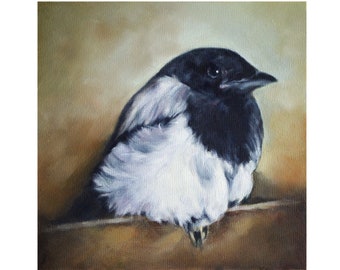 Print of Original Oil Painting, Magpie Bird Print, Print of Bird
