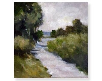 Landscape Painting, Oil Painting, Original Art, Landscape, 6x6, Stretched Canvas