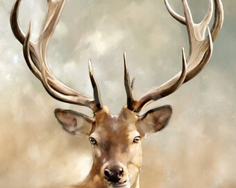 Deer Giclee Print, Enhanced Deer Photograph, Animal Photography, Deer Photograph, Antlers, 8x10, Nature, Masculine, Hunting