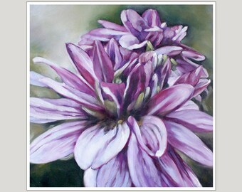 Print of Original Oil Painting, Floral Print of Original Art, Purple Dahlia Print, 10x10 Fine Art Print