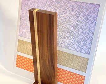 Solid wood record holder wedge display