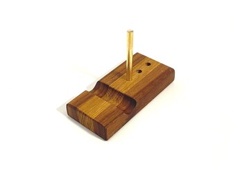 Hardwood phone holder with adjustable brass peg