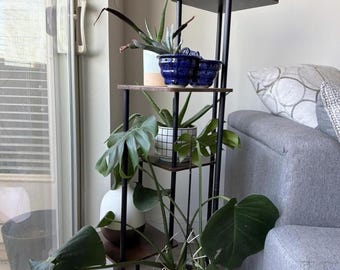 Indoor Corner Plant Stand Tall Tiered Flower Shelf for Living Room, Bedroom, Balcony – Multi-Plant Display Table in Brown