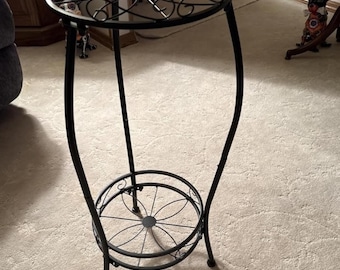 2 Tier Metal Plant Stand Indoor Outdoor 25 Inch Tall | Heavy Duty Iron Plant Shelf Rustproof Flower Pot Holder for Balcony Corner Garden