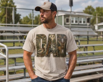 Vintage Dad Hunting Shirt, Fisherman Father Gift, Retro Deer Duck Hunter Tee, Outdoorsman Graphic Shirt, Line Art Wilderness Apparel