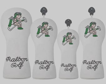 Pilot Malbon Golf Club Holz Headcovers Headcovers Leder Weiss