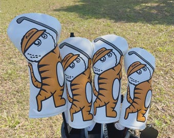 Malbon Golf Club Holzschlägerkappen Blade Headcovers Leder Weiss