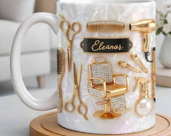 Custom Hairstylist 3D Effect Accent Mug, New Beauty Salon Owner Cup, Gift for Hairdresser, Cosmetology Graduation Gift, Hair Dresser Gifts