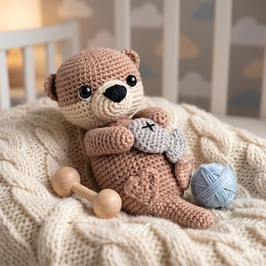 Virkmönster för utter, Amigurumi PDF, Nybörjarvänligt mönster, Söt djurleksak, Plysch DIY, Enkelt steg-för-steg-virkmönster för Amigurumi, Gåva