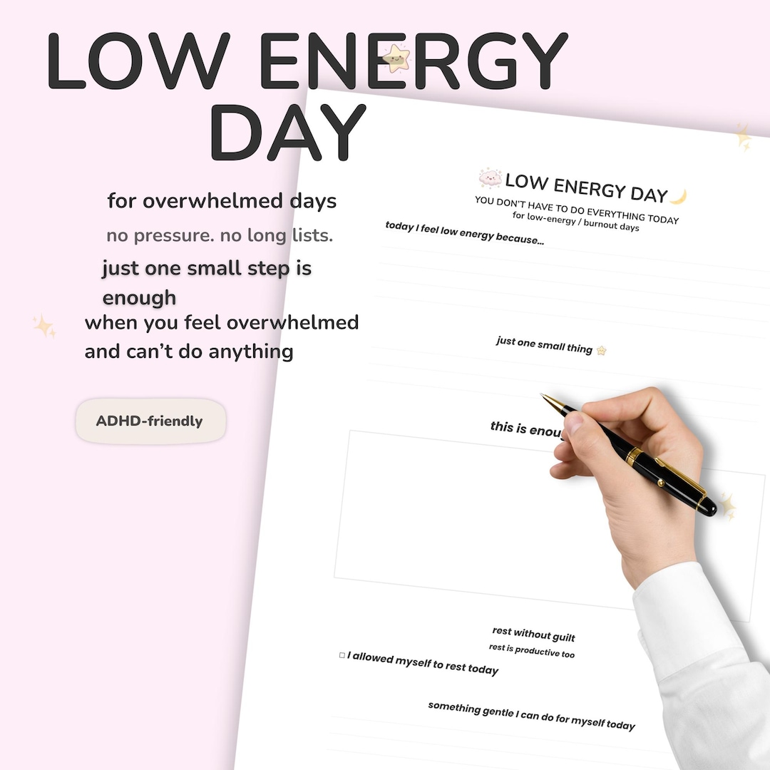 ADHD Low Energy Day Planner Printable | Overwhelmed Burnout Reset ...