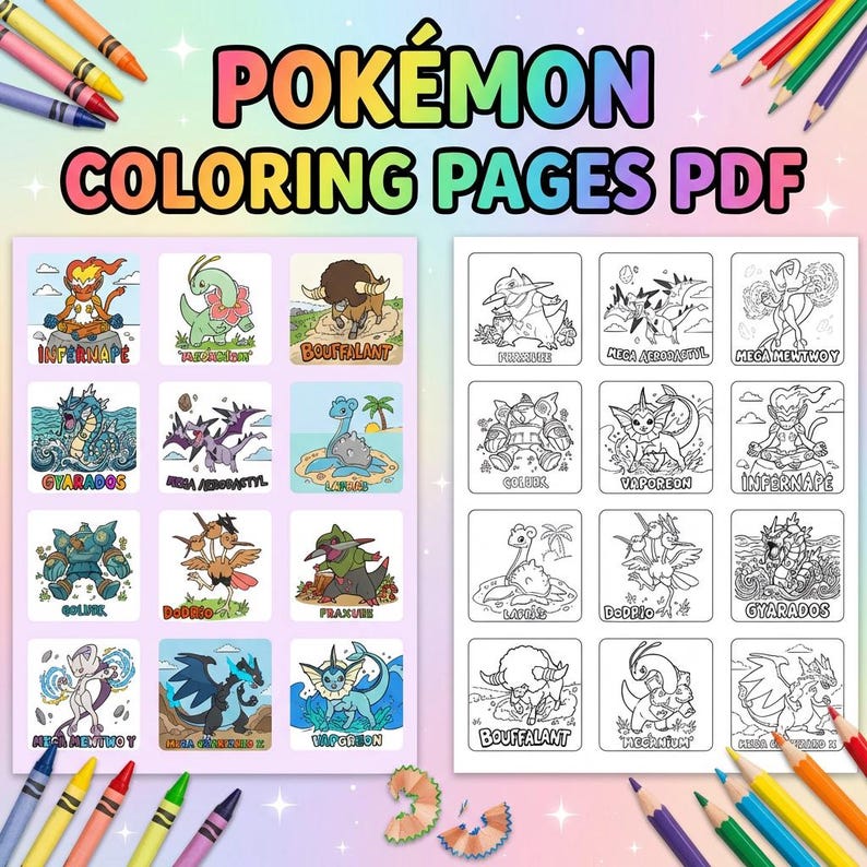 Pokemon Coloring Pages PDF, Printable Coloring Book for Kids, Instant ...