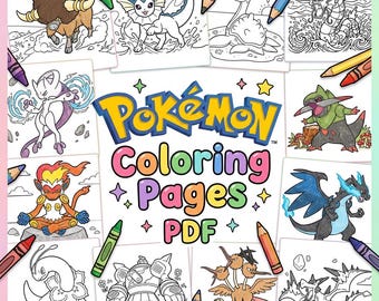 Pokemon Coloring Pages PDF, Printable Coloring Book for Kids, Instant ...