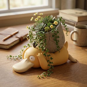 Psyduck Planter STL – Förvirrad karaktärskruka, skrivbordsdekoration (digital nedladdning)