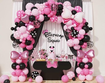 Kit de arco de globos Princesa Rosa de 143 piezas con lazo para decoración de fiestas de cumpleaños de lujo