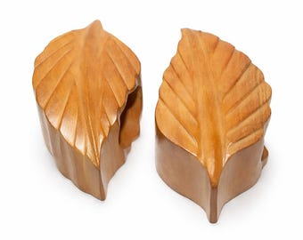 Handmade Beechwood Leaf Napkin Rings Set of 6 | Rustic Farmhouse Table Decor |  Wedding & Holiday
