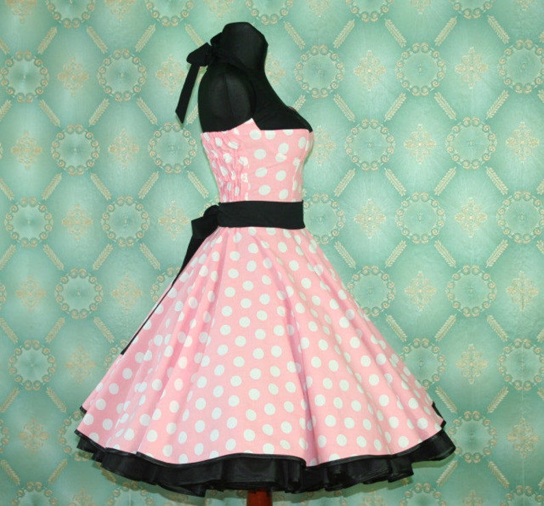 50's vintage dress full skirt Polka Dots light pink white | Etsy