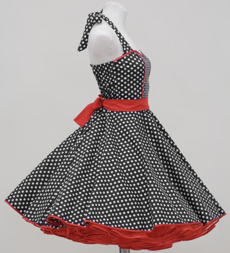 50's vintage dress sweet heart design black polka dots | Etsy