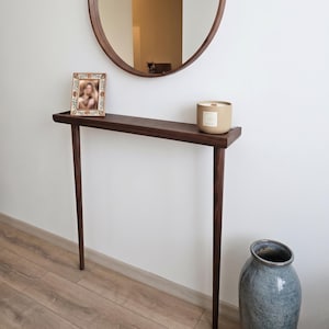 Console Table Solid Wood Narrow Entryway Table Slim Hallway Sofa Table Minimalist Wood Console Tapered Legs Home Decor Gift