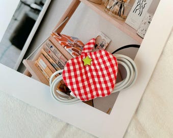 Apple Cord Organizer – Linen Earbud Holder, Cute Headphone Wrap, Charging Cable Organizer, Tech Accessory Gift