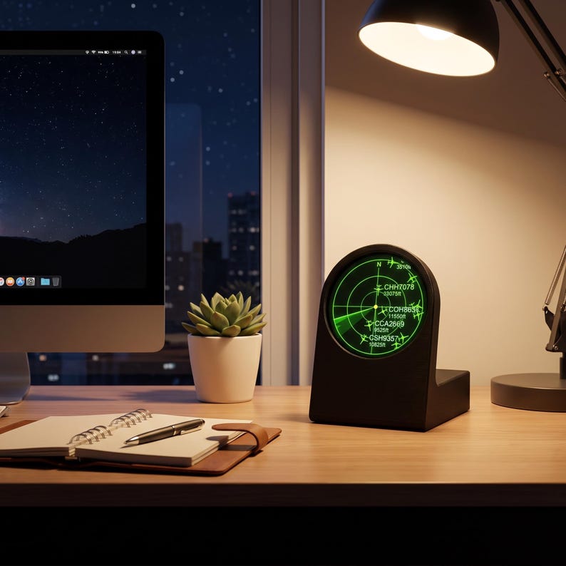 SANTA Light Tracker Desk Gadget, Green Radar Display, 3D Printed Case ...