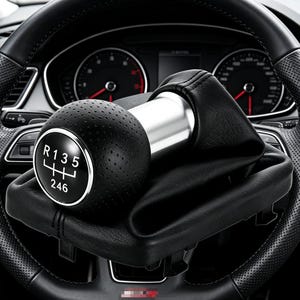 Funda para la palanca de cambios manual de Audi A3 S3 A4, con costuras negras (1-6 velocidades).