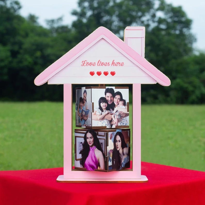 Personalized Rotating Wooden Photo Frame, 360 Flip Photo Box, Custom ...