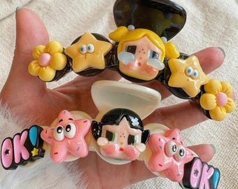 Cute Kawaii Hair Claw Clip, Plastic Cartoon Doll Hair Clip, Colorful Mini Hair Jaw Clip, Fun Hair Accessory for Girls Women Kids