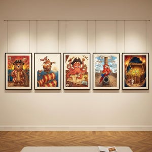 Captain Bear Crew Digital Art Pieces, Pirate Nursery Prints, Playful Toddler Room Decor (5 PNG Files, 300 DPI, Instant Download)