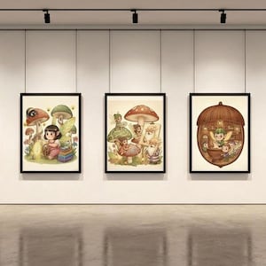 Ensemble d'art mural fantaisiste pour enfants - Impressions de chambre de bébé de la forêt des lutins