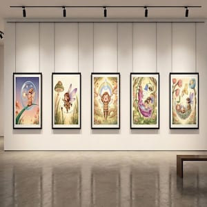 Décoration murale forêt de lutin : impression de lanterne champignon et luciole