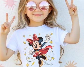 Minnie Mouse Superhero Shirt, Comfort Colors® Kids Christmas Disney Shirt, Disney Family Matching Shirts, Girls Kids Disney Shirt
