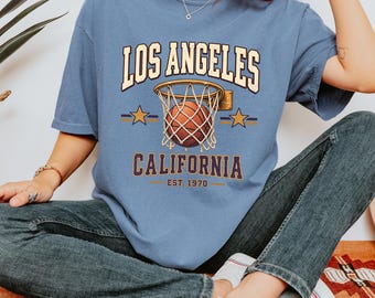 Vintage Los Angeles Basketball Shirt, Comfort Colors Retro Los Angeles Tshirt, Trendy Los Angeles Shirt, California Shirt, Basketball Shirt