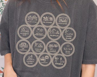 The Odyssey Tshirt, Comfort Colors Odysseus's Journey Shirt, Greek Mythology TShirt, Classic Literature Gift, Ancient Greek Hero Adventure