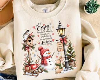 Snowman Christmas Sweatshirt, Snowman Hoodie, Cozy Holiday Sweater, Christmas Gift for Women, Winter Snowman Unisex Sweatshirt