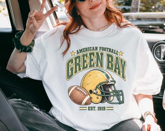 Green Bay Football Vintage 90s Comfort Colors Shirt, Football Mascot Tee, Retro Green Bay Football Apparel, Green Bay Shirt