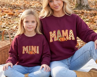 Mama Mini Matching Sweatshirt, Mommy and Me Fall Outfit, Mother Daughter Matching SweatShirt, Pumpkin Patch Sweatshirt, Thanksgiving Gift