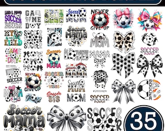 Fußball Mama PNG Bundle, Kokette Fußball Bogen Sublimationsdesign, Retro Spieltag Fußball Mama Zitate, digitaler Download für T-Shirts