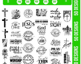 Christliches SVG-Bundle, Bibel-Vers SVG für Cricut, Schrift-Shirt-Designs, Glaube PNG für Sublimation, religiöses Zitat-Bundle
