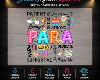 Retro Para Kind DTF Transfer, Groovy Teacher Shirt, Classroom Apparel (Ready to Press)