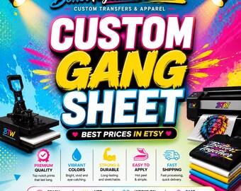 Wholesale DTF Gang Sheet Printing | Custom Shirt Transfers | Full Color Ready to Press DTF