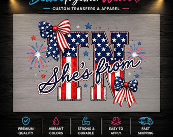 Patriotic TN DTF Transfer, She's From Tennessee Heat Print, 4th July Apparel SVG