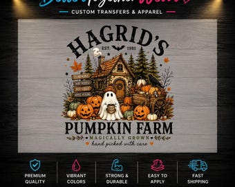 Halloween Ghost DTF Transfer, Pumpkin Farm Cottage Print, Spooky Autumn Shirt Design
