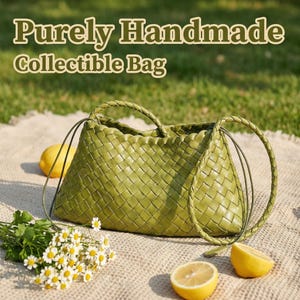 Bolso de mano de piel sintética tejida con bolsa interior con cordón, bolso de hombro estético verde salvia, juego de bolsa con asa trenzada, bolso tote minimalista moderno.