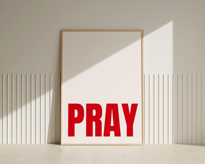 Minimalist PRAY Christian Typography Poster | Scripture Wall Art ...