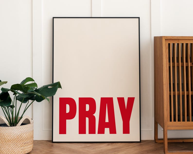 Minimalist PRAY Christian Typography Poster | Scripture Wall Art ...