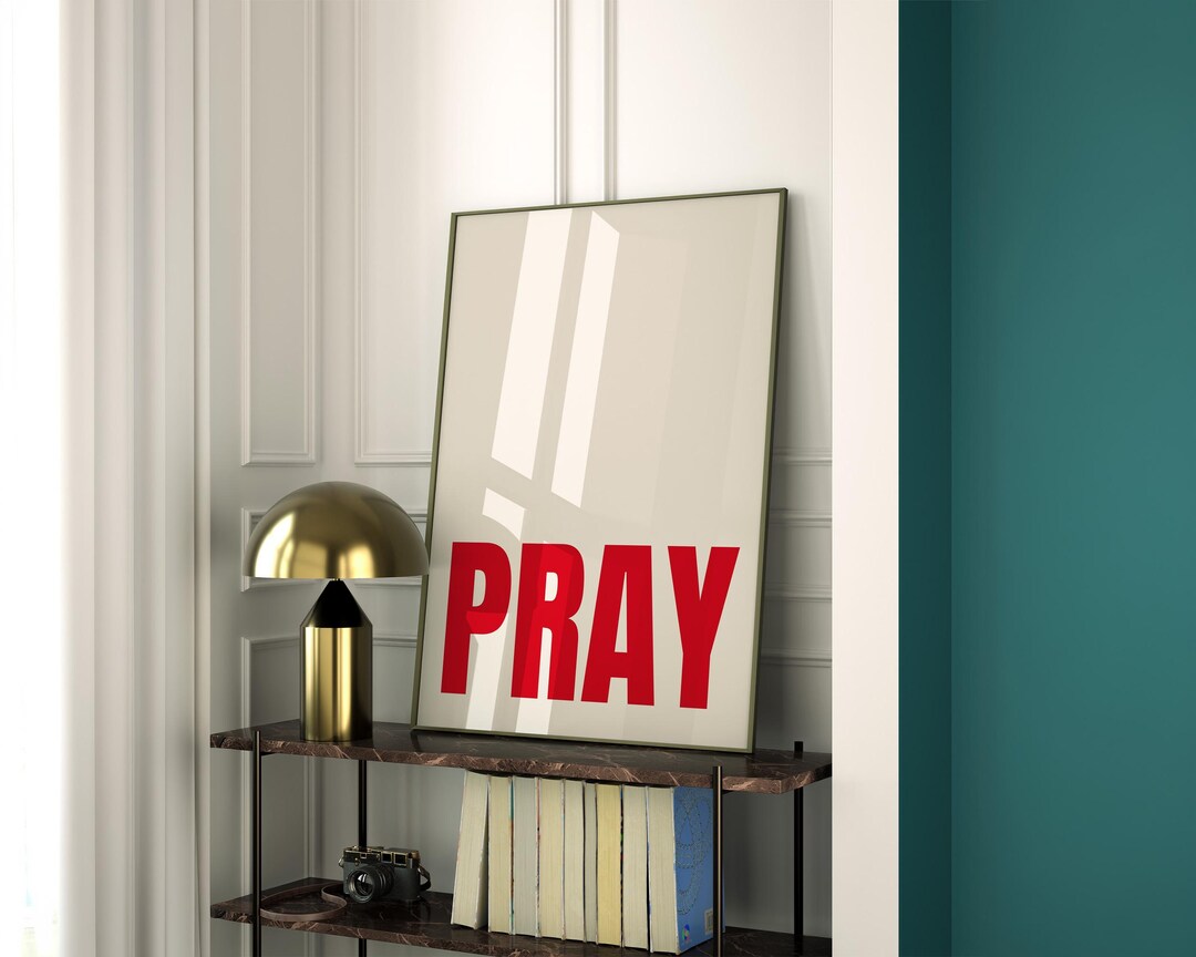 Minimalist PRAY Christian Typography Poster | Scripture Wall Art ...