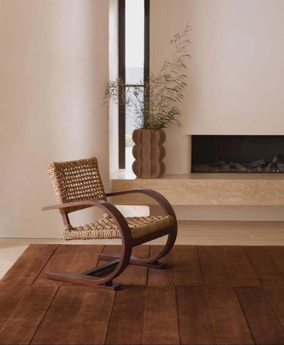Thick Wool Ribbed Rug Modern Terracotta Ribbed Area Rug | Rust Orange Minimalist Carpet (wool ...